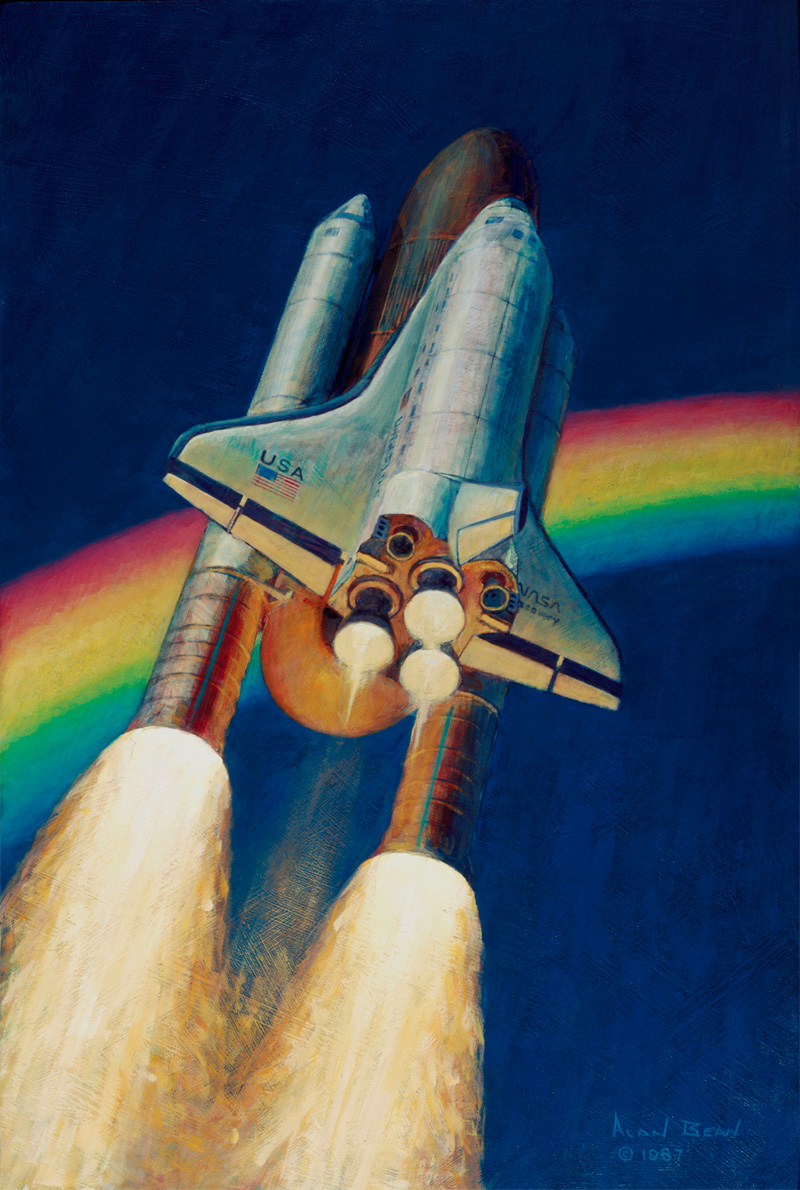 Illustration for article titled The Fourth Man To Walk On the Moon Also Paints Beautiful Space ArtÂ